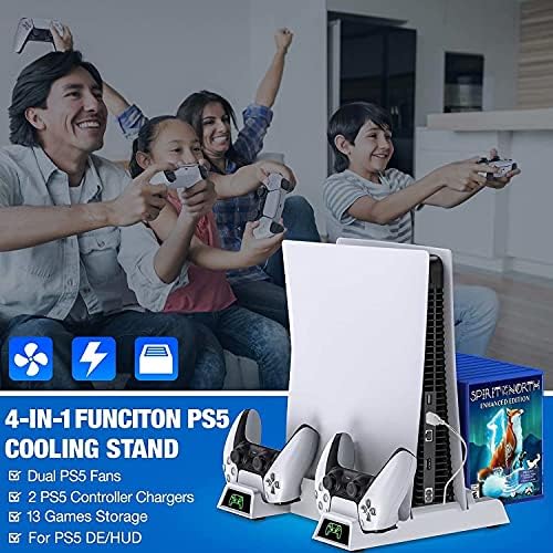 Stand Kydlan PS5, estação de ventilador de resfriamento vertical de suporte para PlayStation 5 disco e digital, PS5 Resfriando