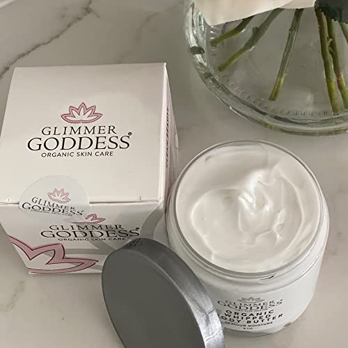 Glimmer Goddess Organic Body Butter - madressilva, vegan, livre de crueldade, hidratação 24 horas, reduz as estrias,