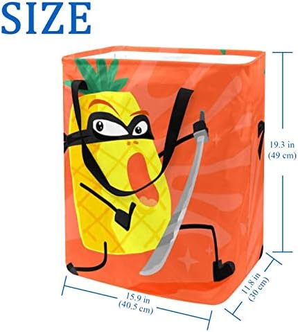 Cartoon Ninja Pineapple Print Print Collapsible Laundry Horty, 60L de lavanderia à prova d'água de lavagem de roupas de roupas