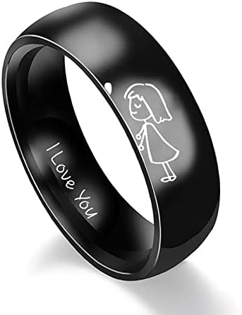 Anéis para meninos adolescentes 14-16 simples titânio aço anel de anel feminino desenho animado de jóias fofas anel de