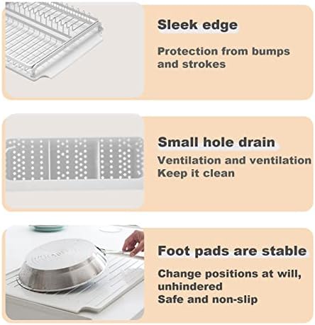 Tigela srhmywgy e pauzinhos drenando rack, drenagem de camada única de material de alumínio não deslizamento de base não deslizante