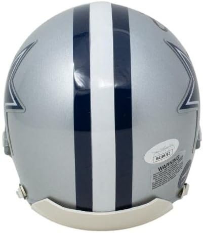 Emmitt Smith assinou o capacete de mini réplica do Dallas Cowboys - Capacetes Autografados da NFL