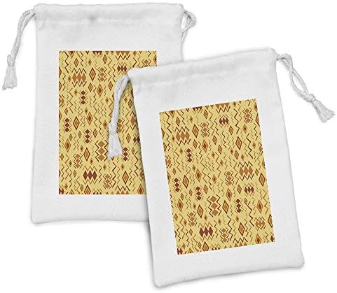 Conjunto de bolsas de tecido tribal de Ambesonne de 2, arte com formas peculiares de design cultural abstrato, saco