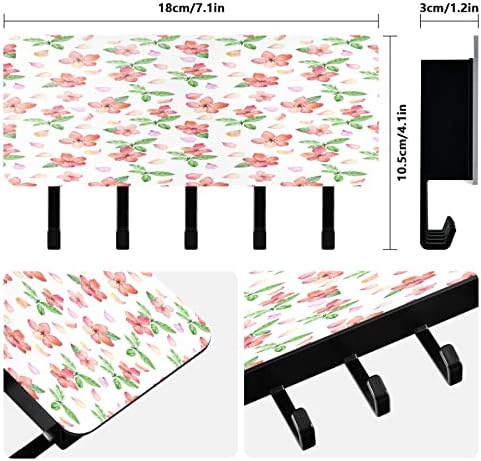 Xigua Pink Floral Blossom Key Titular para decoração de parede - Montagem de parede de rack -chave com ganchos e organizador