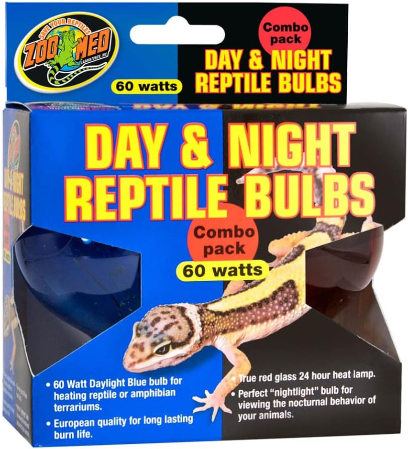 Zoo Med Day & Night Reptilbs Bulbs Combo Pack 60 Watts - Pacote Combo - Pacote de 2