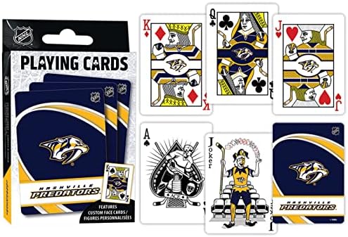 Jogos familiares de obras -primas - NHL Nashville Predators Playing Cards - Oficialmente licenciado Deck de cartas para adultos,