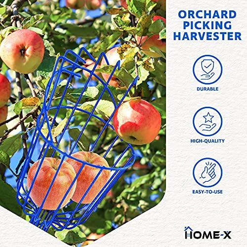 Cesta de colheita de frutas Home-X, colheita de colheita de maçã, ferramenta de frutas de árvore com almofada, cesta de colheita