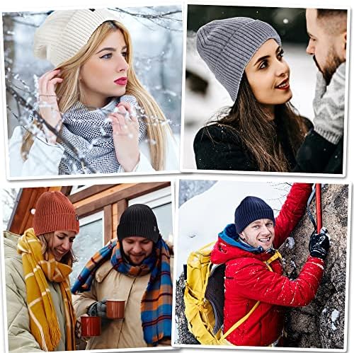 Chapéus de gorro para homens 30% Merino lã knit, chapéus de inverno para mulheres ladeadas de grossa, gorro para mulheres