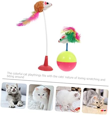 Patkaw 2pcs Cat Toy Kitten Toys Flying Cat Toy Rat Shape Cat Toy PVC Puzzle Dog Stick
