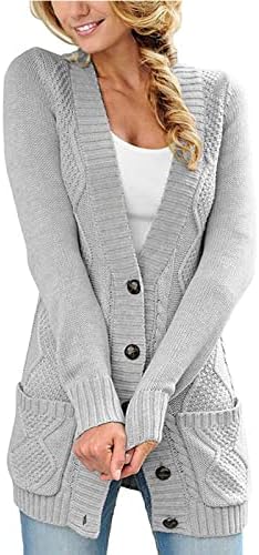 Fragarn Big suéteres para mulheres, botão feminino Cardigan Sweaters Long Open Front Sweater Cast com bolso plus size