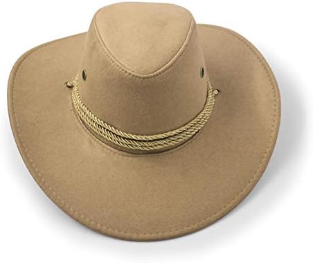 Chapéu de cowboy, chapéu solar faux feltro camurça tampa de viagem oeste chapéu externo proteger