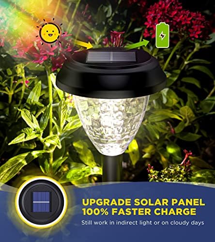 Ornesign Ultra Bright Solar Lights Outdoor Lights decorativo 10 pacote, mais rápido Charge Solar Pathway Garden luz