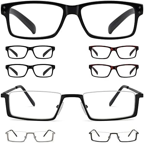 Gud Reading Glasses 8 pares Classic Leitores retangulares leves para homens +2,25