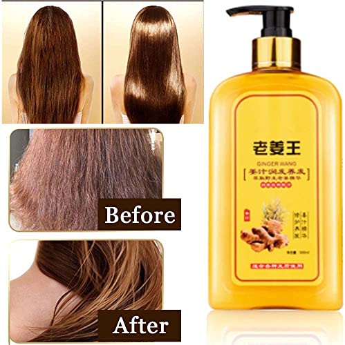 Ginaday Instant Ginger Hair Regrowth Shampoo, shampoo de gengibre de 17,6 onças para crescimento de cabelo, xampu