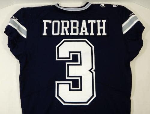 2020 Dallas Cowboys Kai Forbath 3 Jogo emitido na Marinha Jersey EST 1960 Patch 06 - Jerseys não assinados da NFL usada