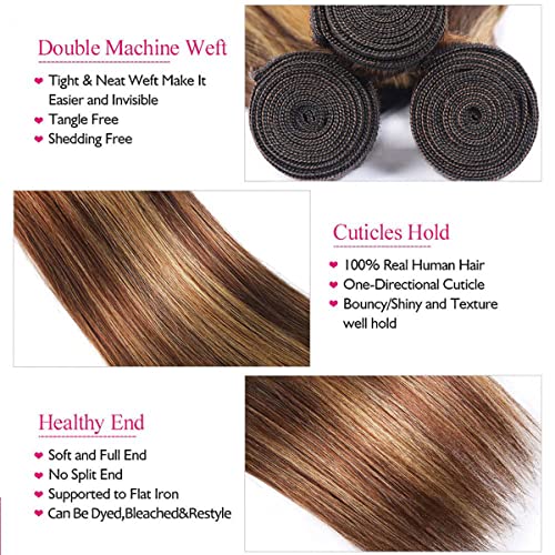 Ombre 4/27 Facotes de cabelo humano Destaque P427 Tow Tone pacote de cabelo reto pacote de cabelo tecelações escuras