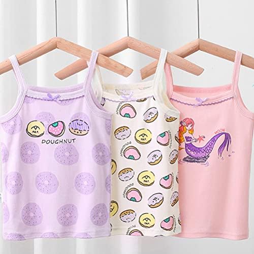 Ayshie Toddler Girl's Cotton Camisole Undershirts 3-4 pacote de tanque de tanque impressa fofo Camis para crianças 2T-8T