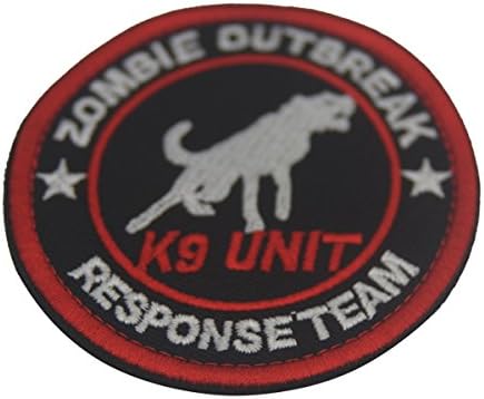 3 Equipe de resposta a surtos de zumbi de 3 Equipe de resposta da unidade K9 Bordado gancho de patch e backed loop para