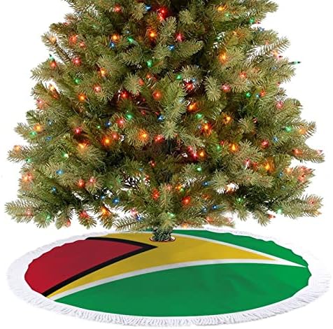 Guiana Bandeira da Guiana Treça da Árvore da Árvore Tree Tree Capa com borlas para festa de férias Decoração de Natal