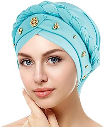Mulheres de hijab muçulmano islâmico Mulheres tranças chapéus de turbante Hat Cancer Cap capacete de cabeceira de lenço de cachecol