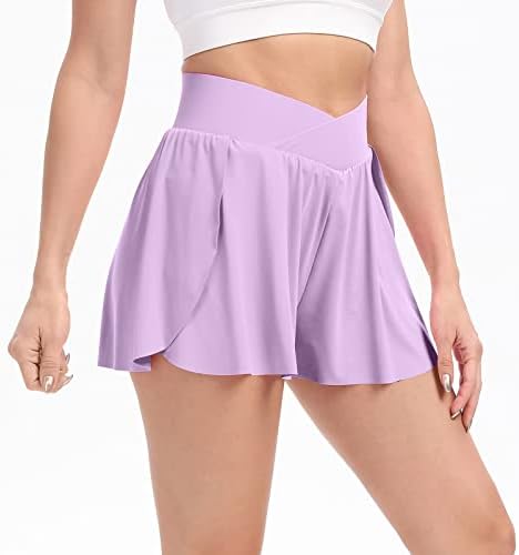 Flowy shorts para mulheres ginástica yoga treino atlético Running spandex lounge