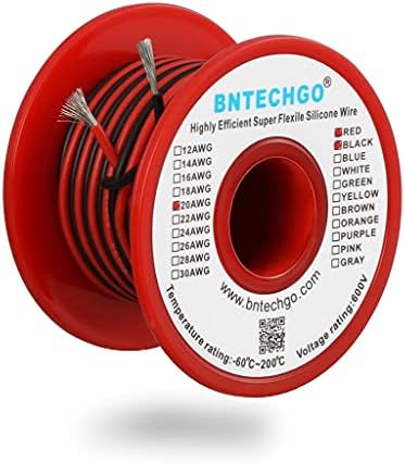 Bentechgo 20 bitola silicone arame bobo vermelho e preto cada fios de 25 pés 2