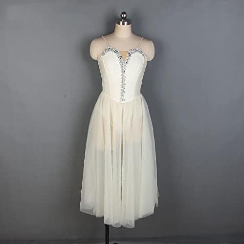 N/A Rosa Spandex Ballet Dance Costume Longo Tutu Dress for Adult Lyrical Dance Trajes Dress Contemporary
