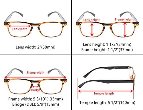 Os óculos de leitura listrados de 5 pacote gr8sight com dobradiça de mola incluem leitores de sol