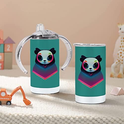 Copo com canudinho de urso panda - xícara de neon com xícara de canudinho - copo com canudinho de animal fofo