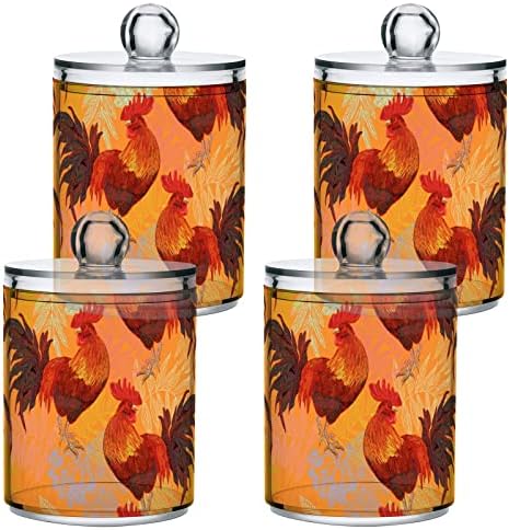 Fall Farmhouse Cocks Rooster 2 Pacote de algodão Swab Ball Dispensador Organizador Recipiente de bola de algodão de algodão