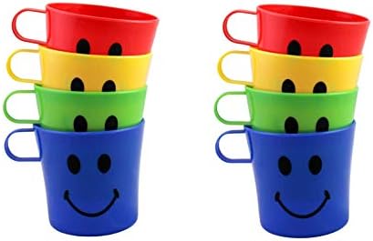Indústrias confiáveis ​​de casas de casas 8 Pacote de plástico Smiley Face Caneca BPA grátis 8 onças de bebida Copa