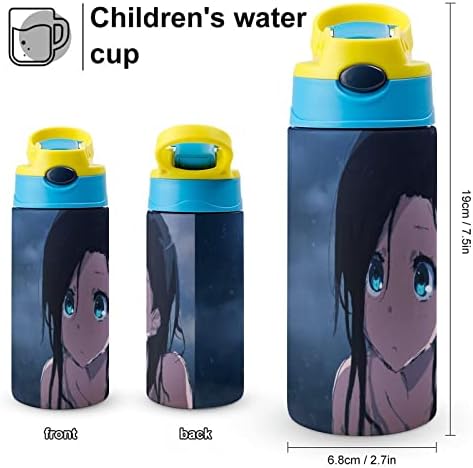 Garrafa de água com palha fofa girl isolado aço inoxidável a vácuo de 500 ml para a escola