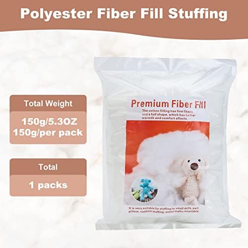 150g/5,3 oz de fibra de poliéster premium, enchimento de fibras, preenchimento branco de alta resiliência para fibra para artesanato