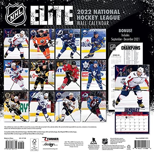 Turner Sports NHL Elite 2022 12x12 Calendário de parede