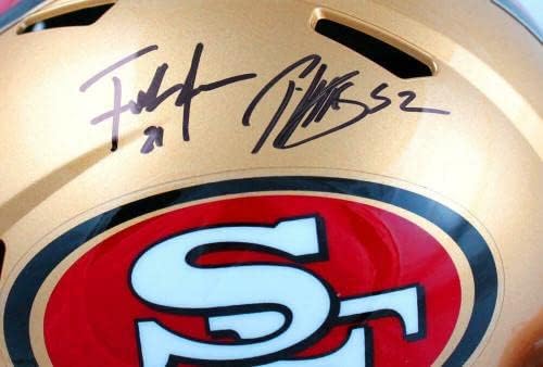 Frank Gore/Patrick Willis autografou F/S 49ers 96-08 Capacate Speed ​​Capacete-Beckettw Holo-Capacetes NFL autografados