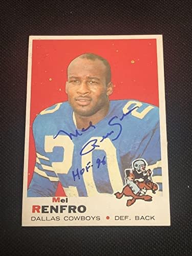 HOF MEL RENFRO 1969 Topps assinado cartão autografado 254 Dallas Cowboys - Cartões de futebol autografados da NFL
