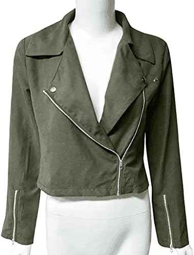 Jaqueta de couro de queda de moda feminina zípe de manga comprida up lapela cinta de moto jaqueta de motocicleta vintage monte de casaco