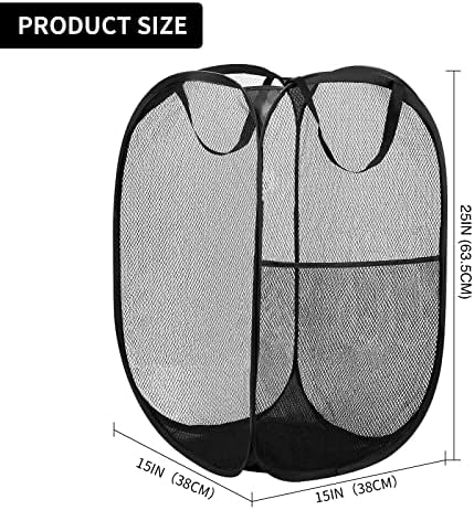 Pop -up Laundry Turgo grande dobrável | Pop-up Mesh cesto cesto de roupas sujas com alças de transporte por simplificado