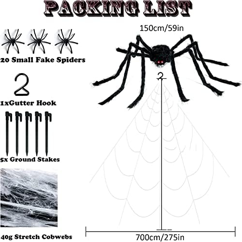 Decoração de Halloween 23 e gigantes teias triangulares gigantes, além de um grande adequado para os gramados do quintal externo,