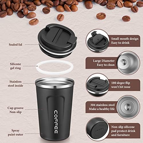 2 peças Coffee Tumbler de café 12 onças A prova de derramamentos de caneca de café com tampa com tampa e caneca de café