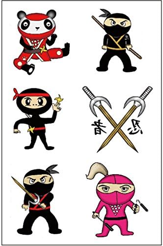 Tatuagens ninjas premium, favores do partido de karatê, tatuagem temporária