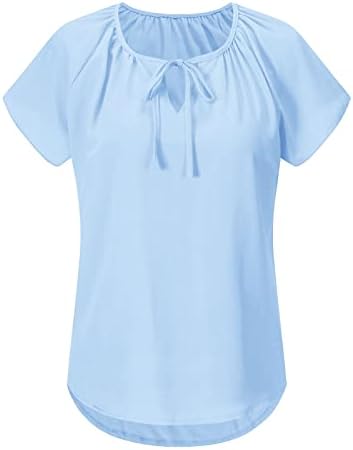 Tee de blusa para mulheres roupas de outono de verão na moda Manga curta V pescoço peplum rasgado camisa de brunch básica angustiada