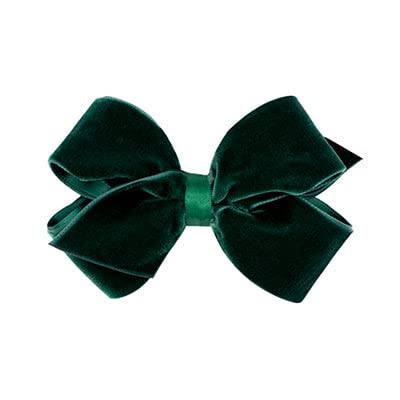 Wee Ones Girl's Classic Velvet Bow em um clipe de cabelo sem deslizamento, mini, floresta verde da floresta