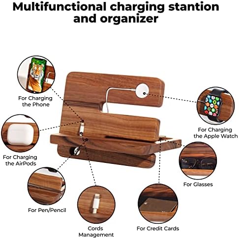 HOZPROM Wood Phone Pousing Station for Men - Presentes de aniversário dos pais masculinos Estação de ancoragem masculina