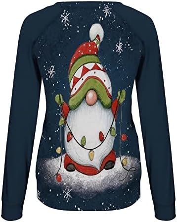 Camisas de Natal de boneco de neve fofo para mulheres soltas de manga comprida colorido de pêlos engraçados de snowmie camisetas gráficas