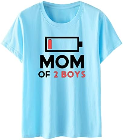 Womens Mama Summer Tops Cotton Blend Carta engraçada Graphic Sleeve Sleeve camiseta Casual Pullover Tunic