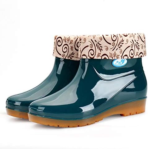 Mulheres botas de chuva curtas, botas de chuva de panturrilha do meio da feminina Sapatos de jardim à prova d'água