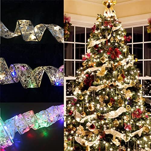 Qonioi Decoração de Natal Luzes de fita LED ARNAMENTOS DE Árvores de Natal Diy Lace Light Lights Decoração adequada para decorar árvores