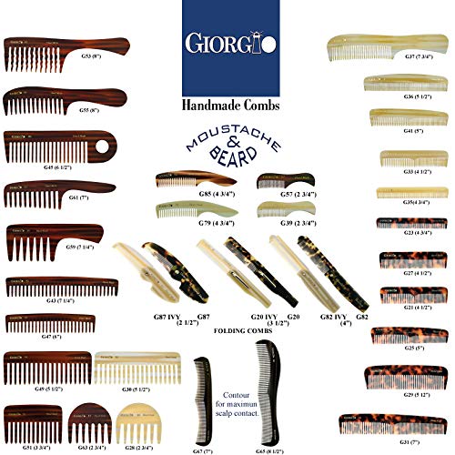 Giorgio G49 grande pente de desembaraço de cabelo de 5,75 polegadas, dentes largos para cabelos ondulados e ondulados grossos.