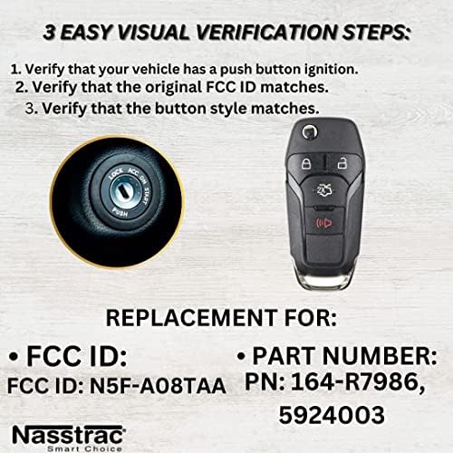 Nasstrac New Key FOB FIT 2013- FORD FUSUS / 4-Button Flip Key / 128 Bit / FCC ID: N5F-A08TAA